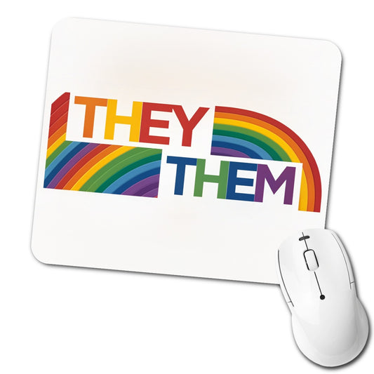 They Them Rainbow Pride Low Profile Mouse Pad Mat
