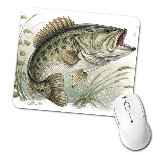 Trophy Largemouth Bass Fishing Low Profile Mouse Pad Mat