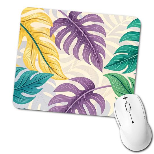 Tropical Leaves Colorful Foliage Low Profile Mouse Pad Mat