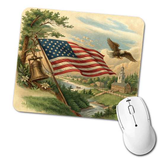 Vintage American Eagle Flag Low Profile Mouse Pad Mat