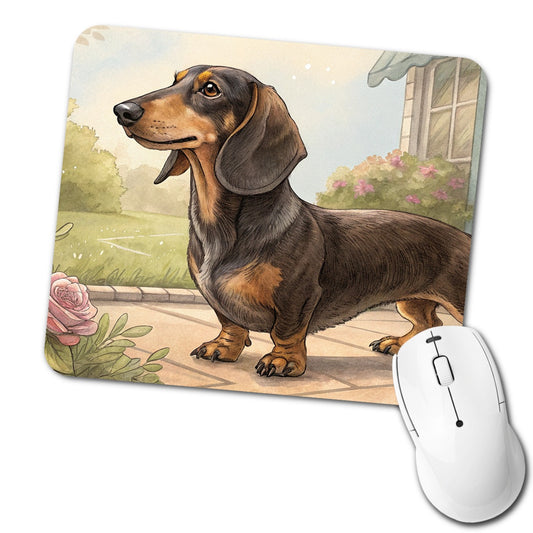 Vintage Dachshund Dog Portrait Low Profile Mouse Pad Mat