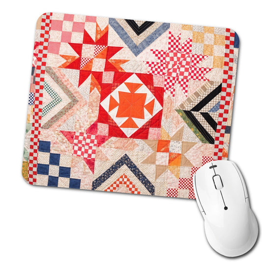 Vintage Patchwork Quilt Low Profile Mouse Pad Mat