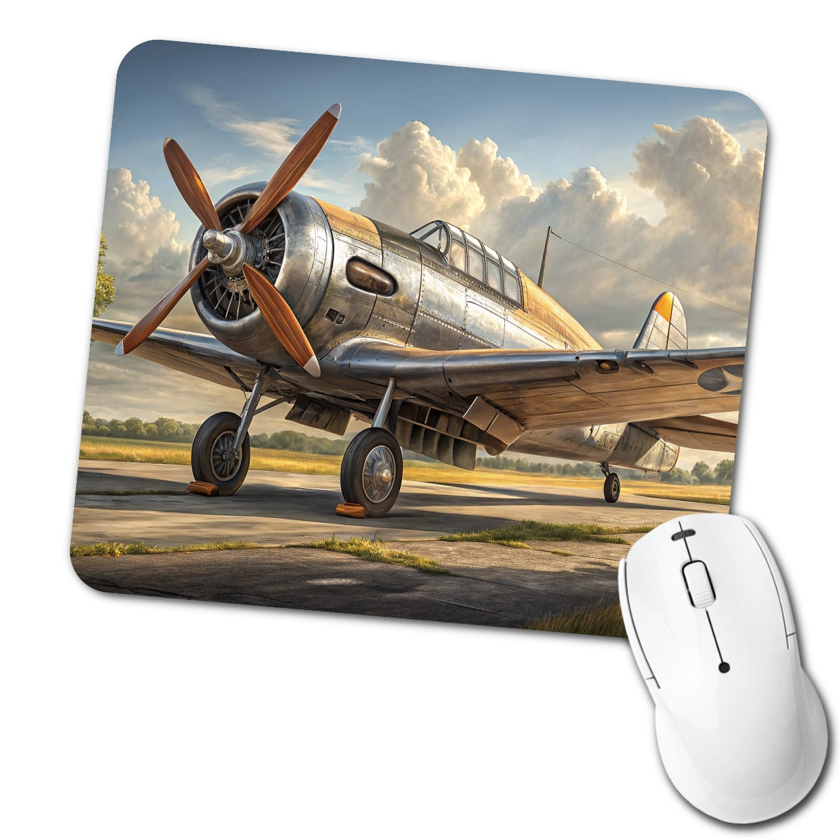 Vintage Propeller Airplane Low Profile Mouse Pad Mat