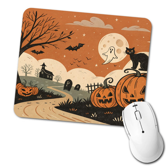 Vintage Pumpkin Halloween Scene Low Profile Mouse Pad Mat