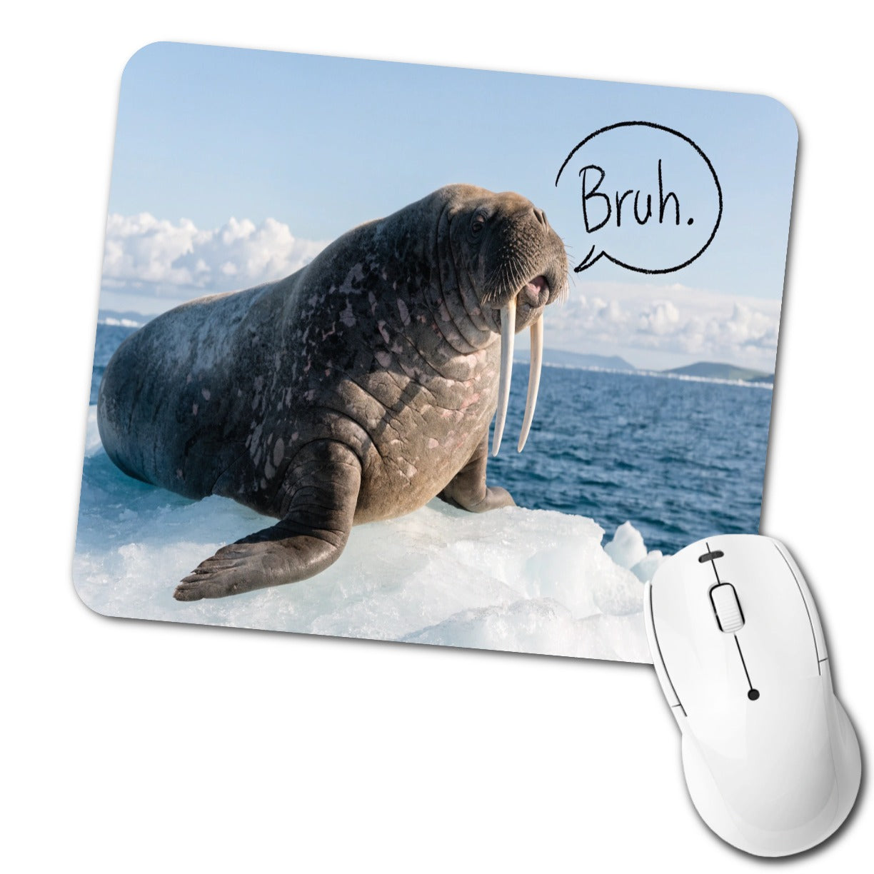 Walrus Saying Bruh Funny Low Profile Mouse Pad Mat
