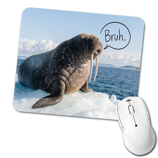 Walrus Saying Bruh Funny Low Profile Mouse Pad Mat