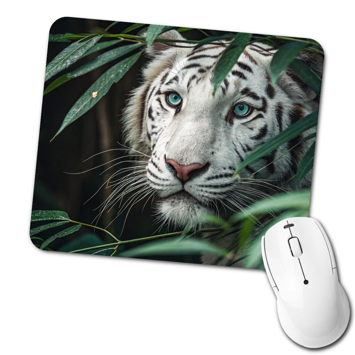 White Tiger Jungle Watch Low Profile Mouse Pad Mat