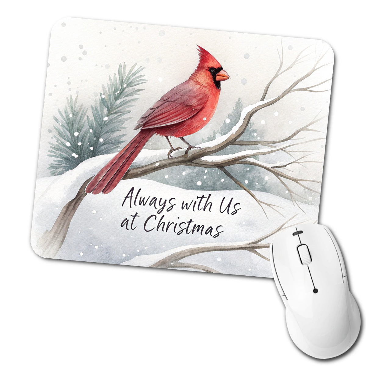 Always With Us Christmas Memorial Cardinal Low Profile Mouse Pad Mat