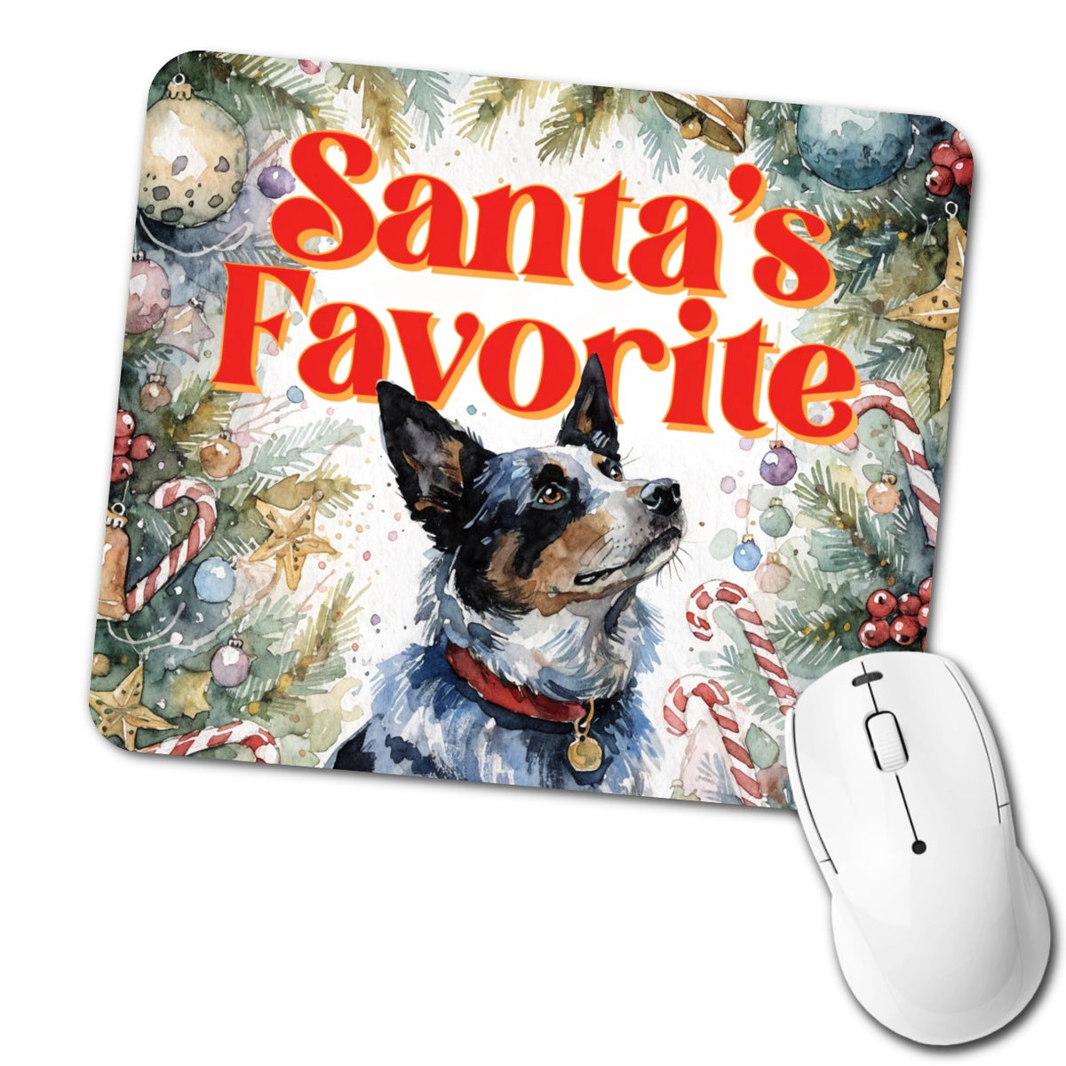 Australian Cattle Dog Christmas Santa's Favorite Low Profile Mouse Pad Mat