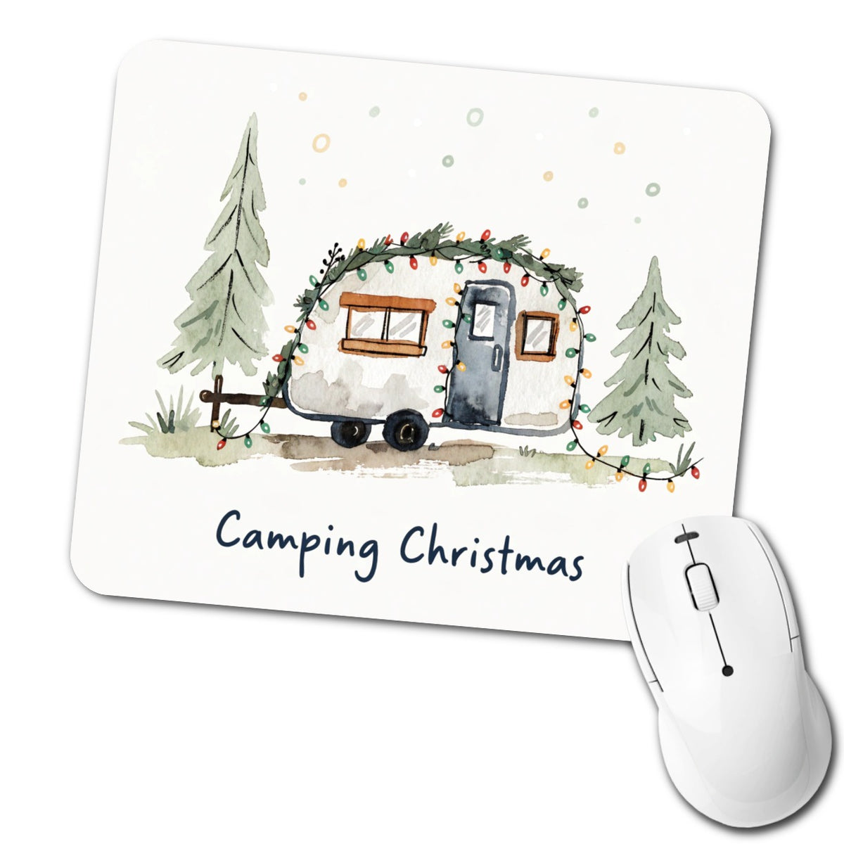 Camping Camper Christmas Cute Low Profile Mouse Pad Mat