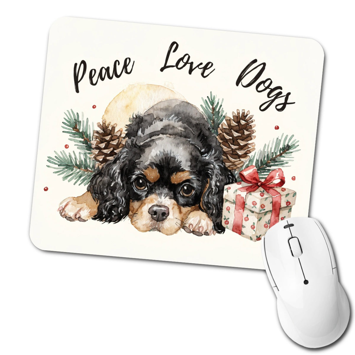 Cavalier King Charles Spaniel Peace Love Dogs Low Profile Mouse Pad Mat
