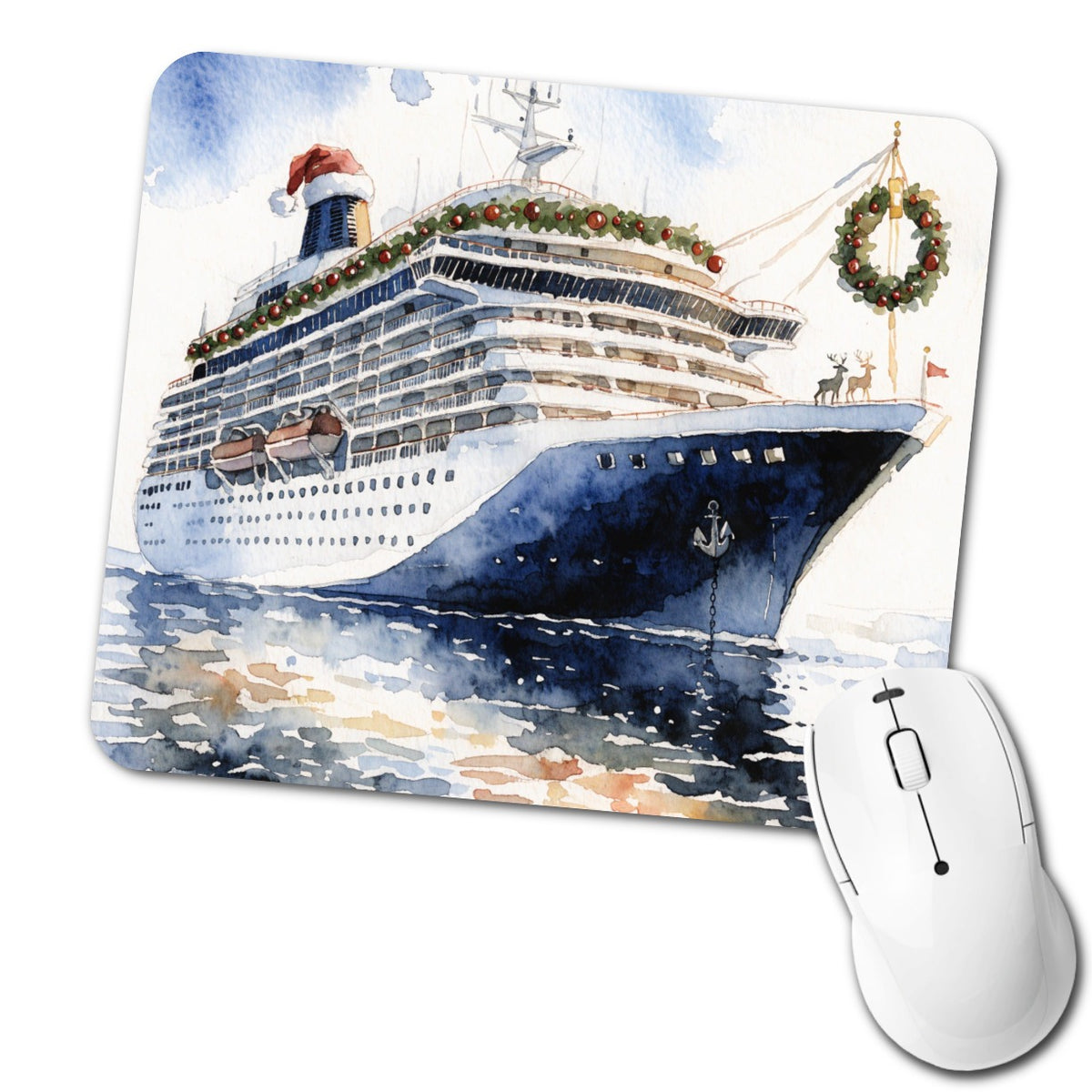 Christmas Cruse Ship Vacation Low Profile Mouse Pad Mat