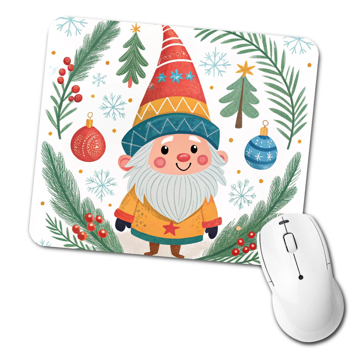 Christmas Gnome Smiling Low Profile Mouse Pad Mat