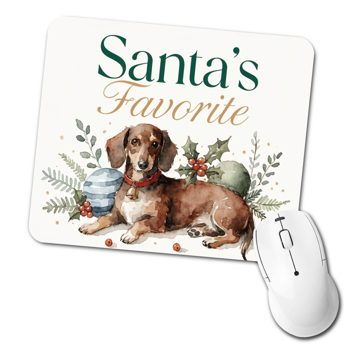 Dachshund Dog Christmas Santa's Favorite Low Profile Mouse Pad Mat