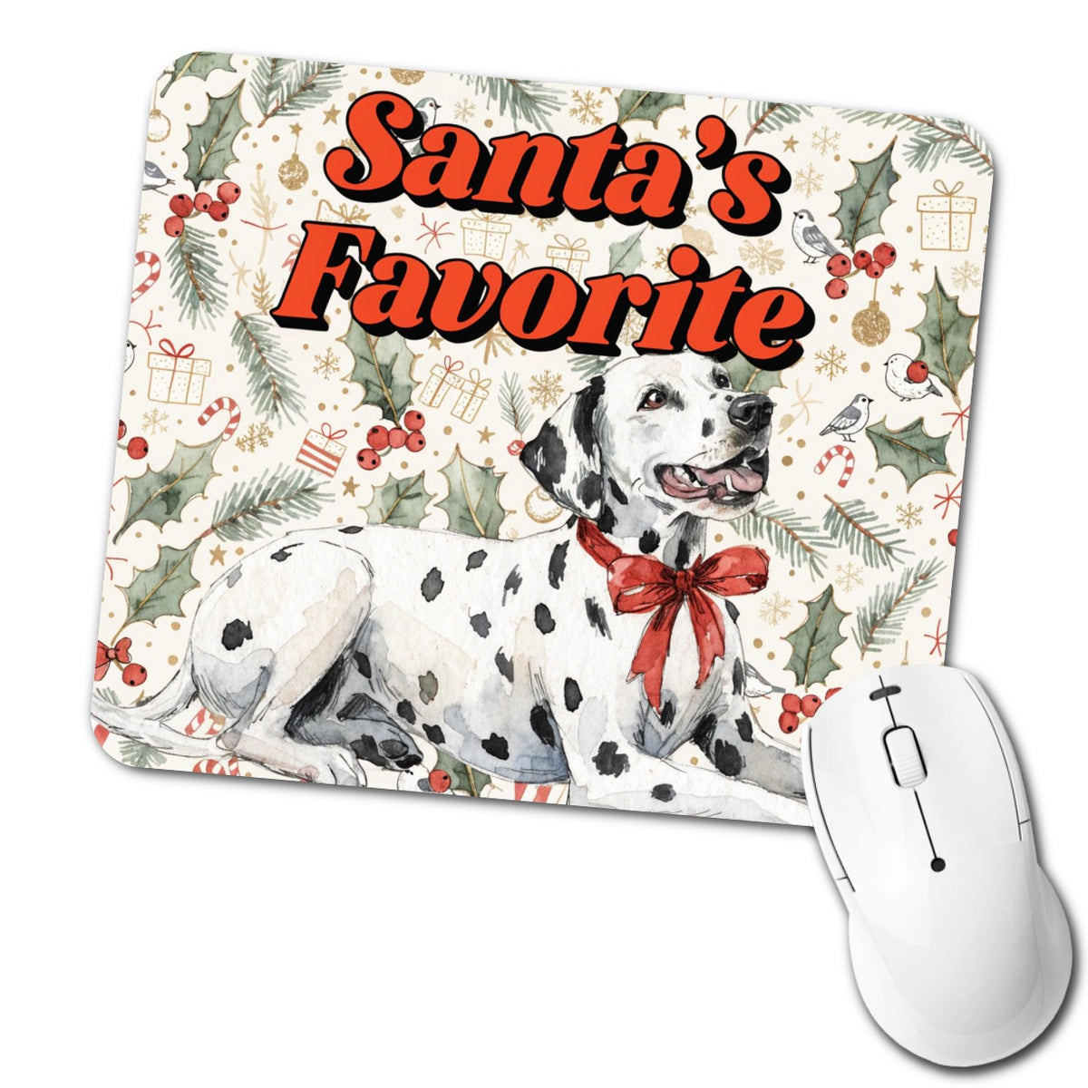 Dalmatian Dog Christmas Santa's Favorite Low Profile Mouse Pad Mat