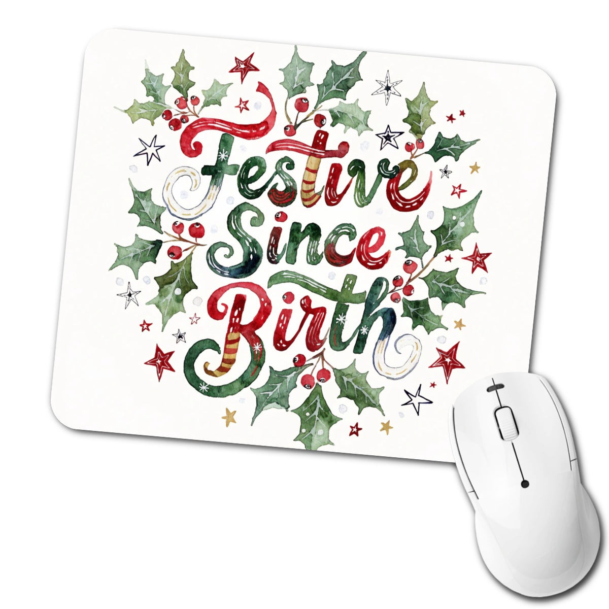 Festive Since Birth Christmas Funny Low Profile Mouse Pad Mat