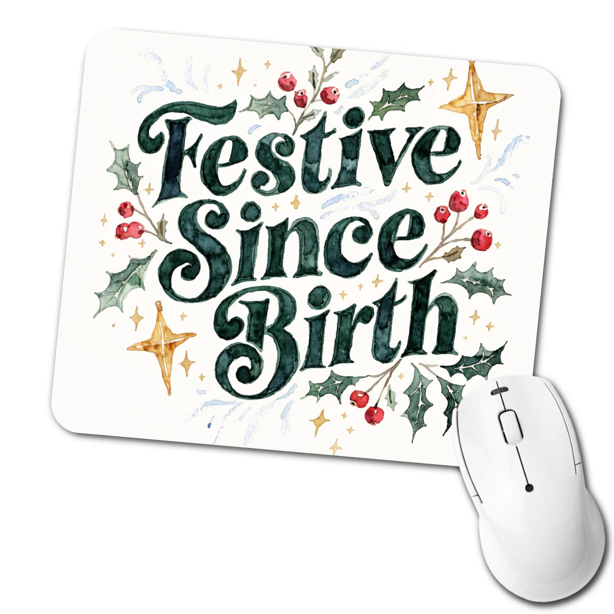 Festive Since Birth Christmas Script Low Profile Mouse Pad Mat