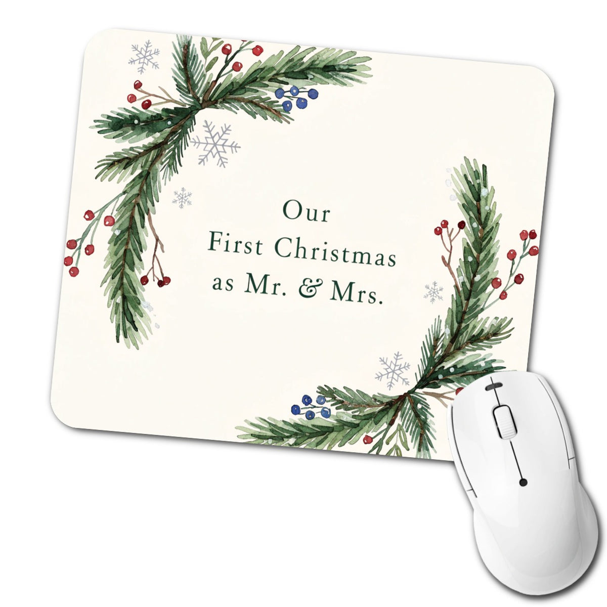 First Christmas As Mr Mrs Married Wedding Low Profile Mouse Pad Mat