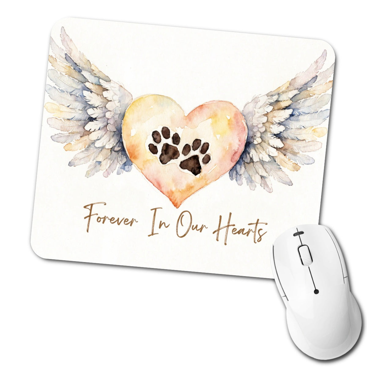 Forever In Our Hearts Dog Cag Angel Wings Low Profile Mouse Pad Mat