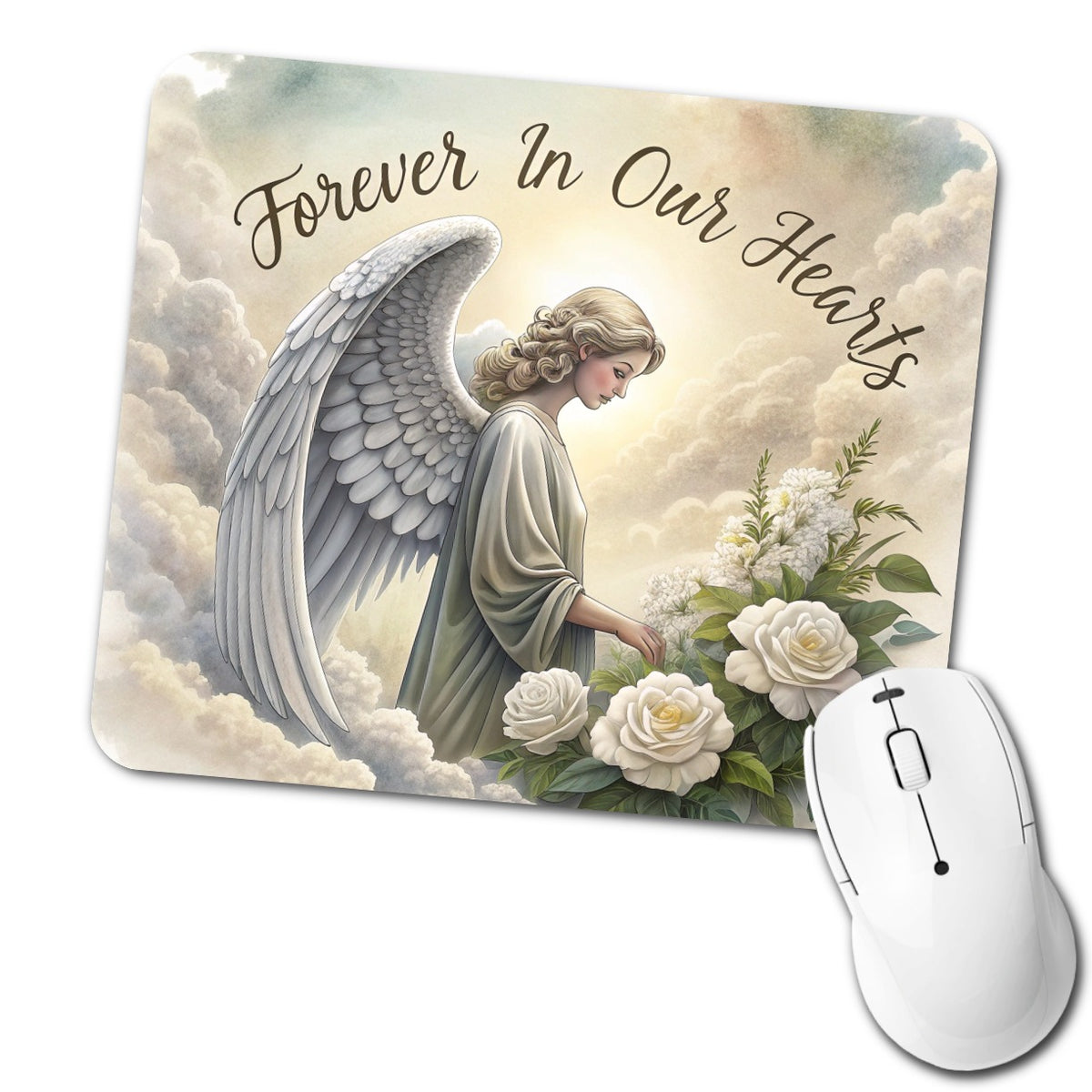 Forever In Our Hearts Elegant Angel Low Profile Mouse Pad Mat