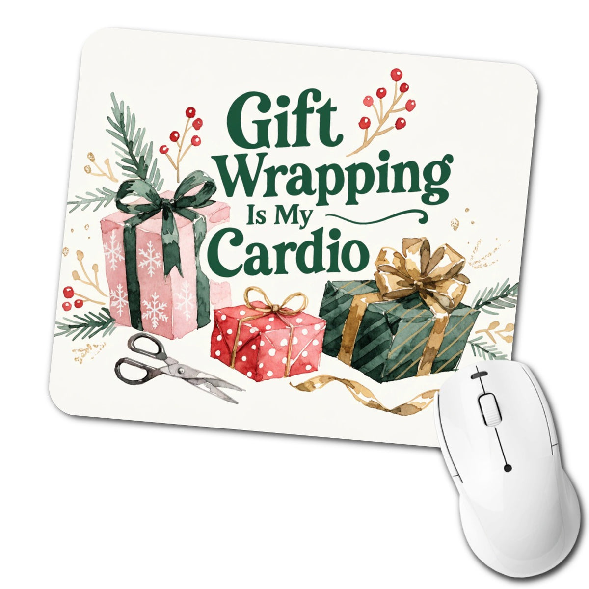 Gift Wrapping Is My Cardio Christmas Funny Low Profile Mouse Pad Mat