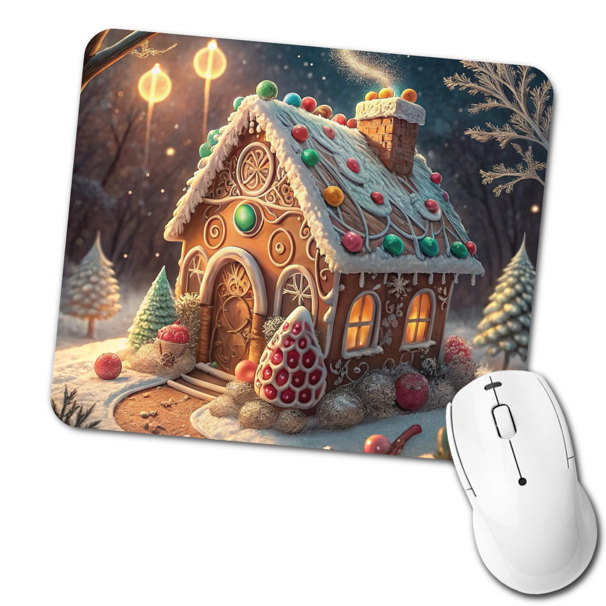 Gingerbread House Christmas Fancy Low Profile Mouse Pad Mat