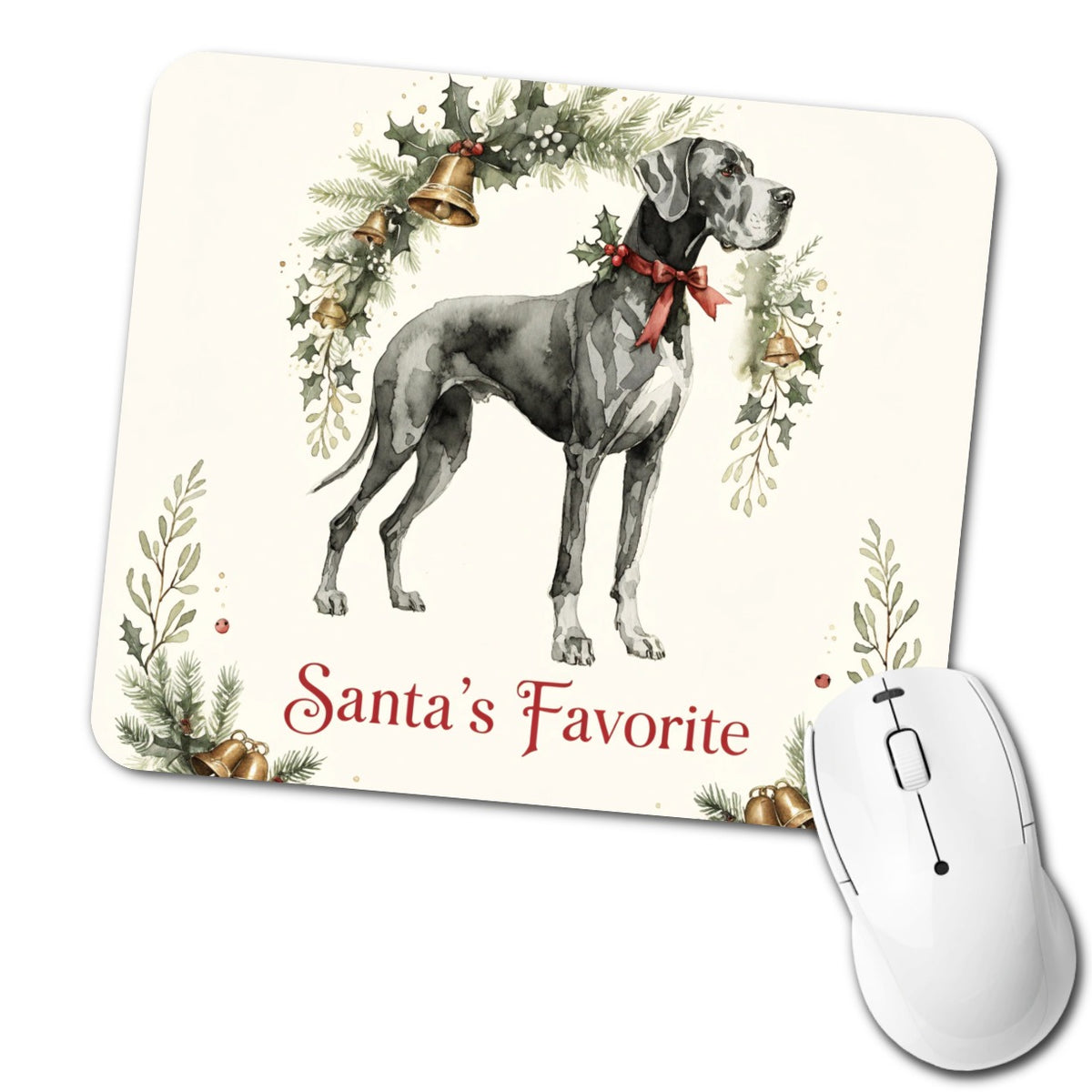 Great Dane Dog Christmas Santa's Favorite Low Profile Mouse Pad Mat