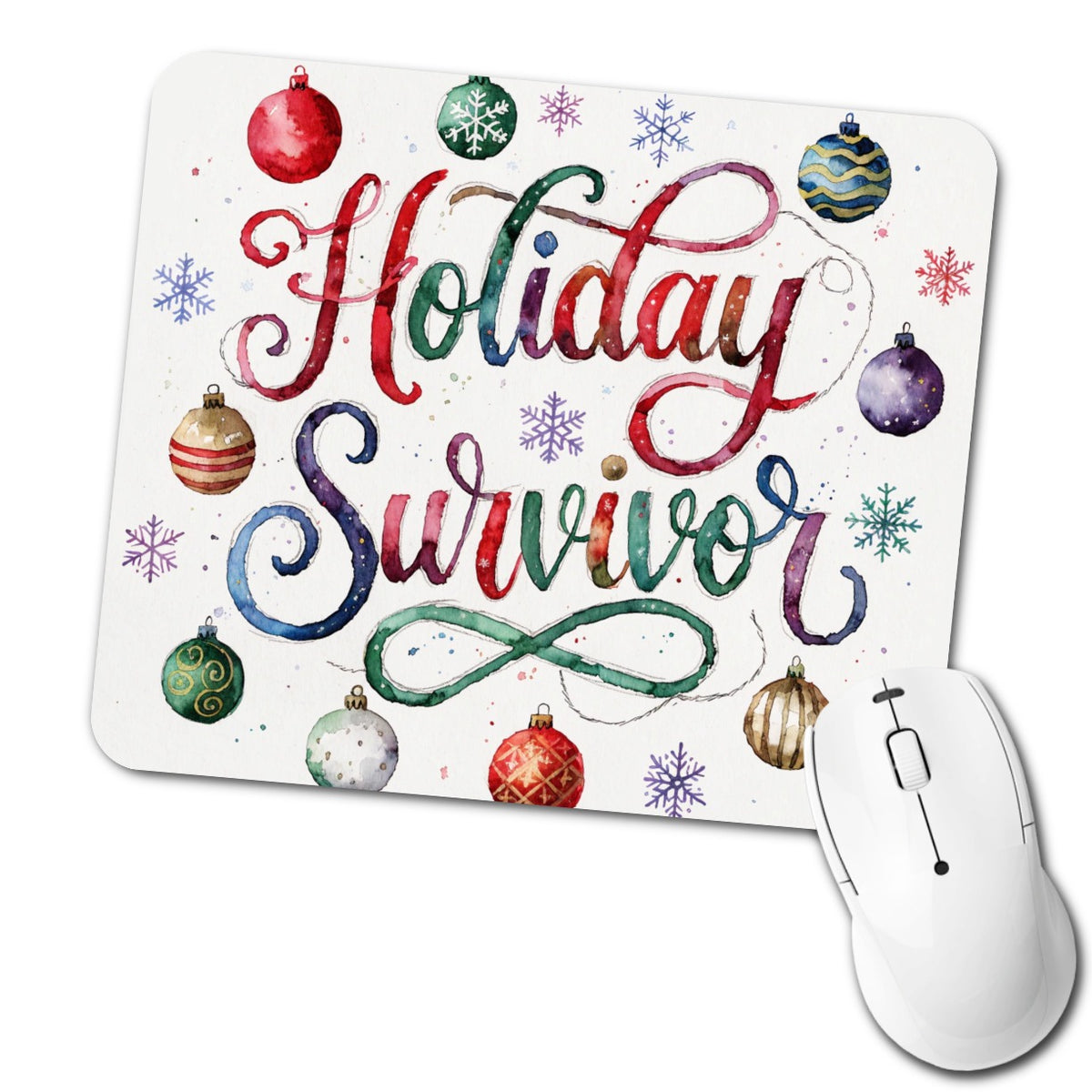 Holiday Survivor Christmas Funny Low Profile Mouse Pad Mat