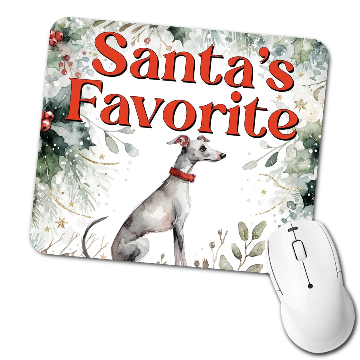 Italian Greyhound Dog Christmas Santa's Favorite Low Profile Mouse Pad Mat