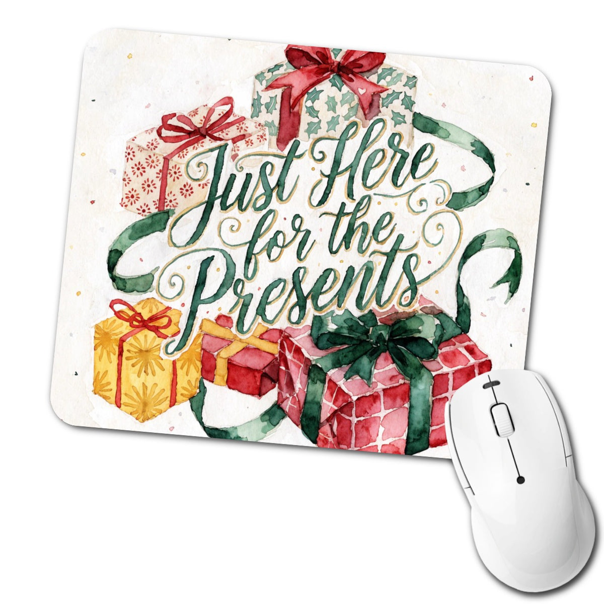 Just Here For The Presents Christmas Funny Low Profile Mouse Pad Mat