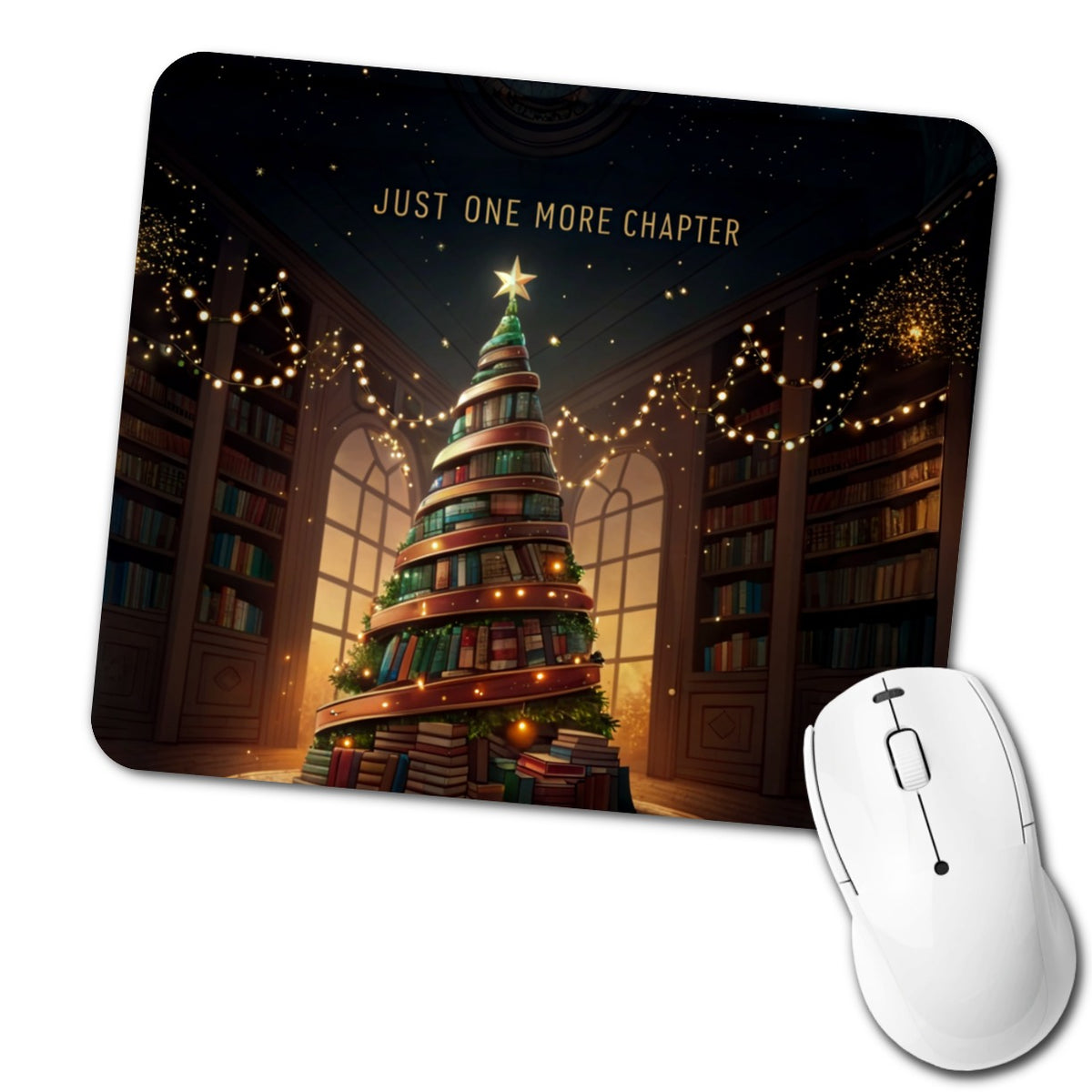 Just One More Chapter Christmas Books Reader Low Profile Mouse Pad Mat