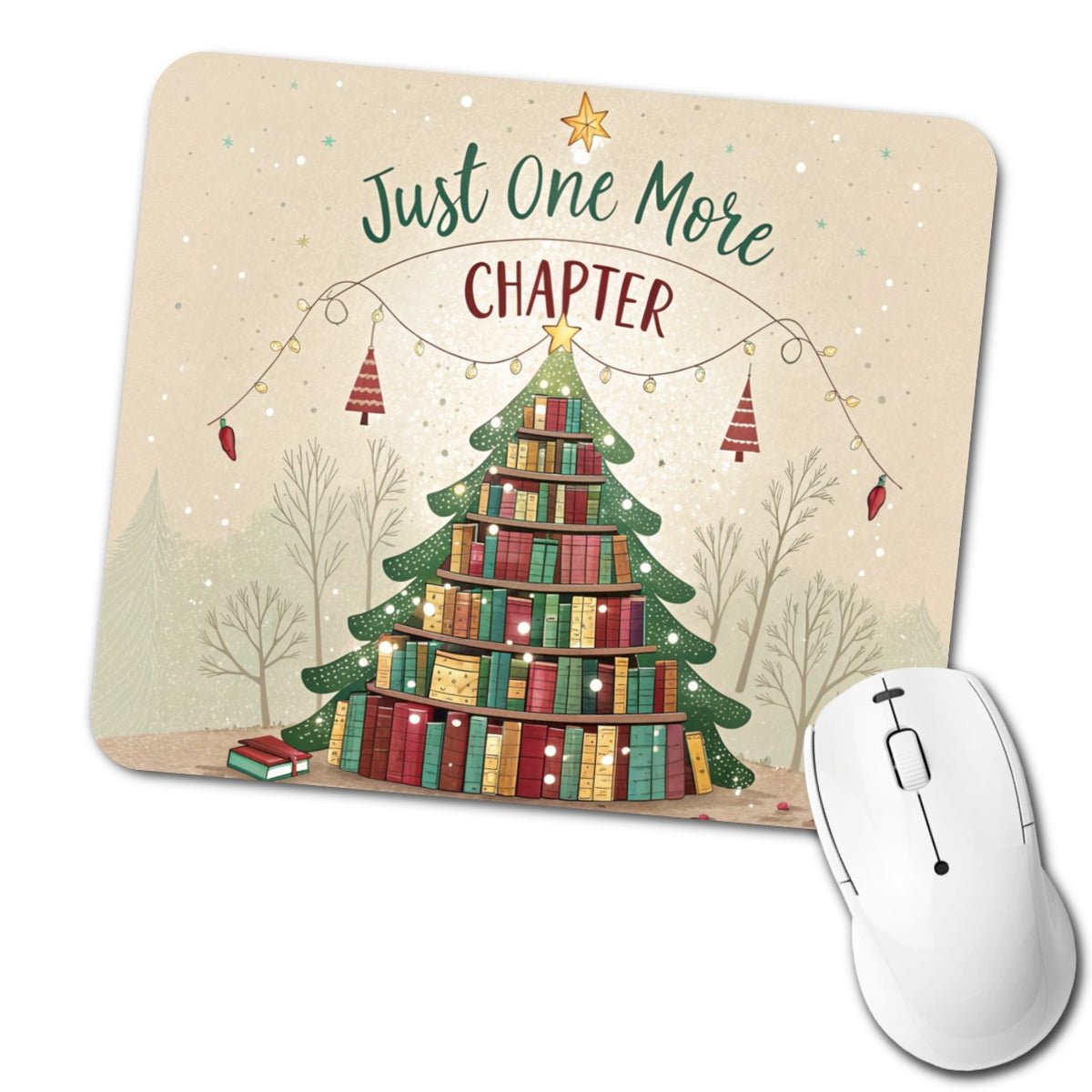 Just One More Chapter Christmas Books Low Profile Mouse Pad Mat