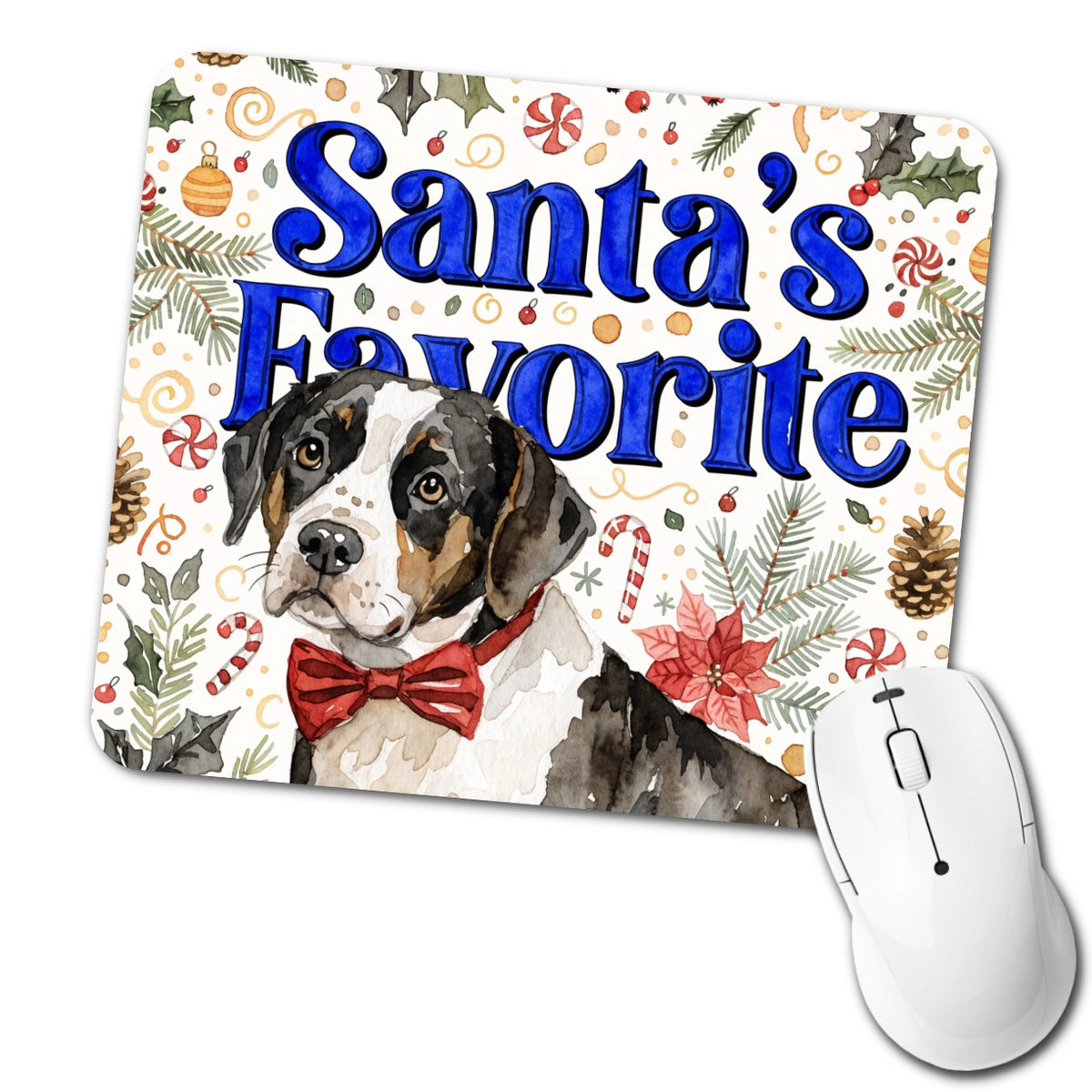 Labrabull Dog Christmas Santa's Favorite Low Profile Mouse Pad Mat