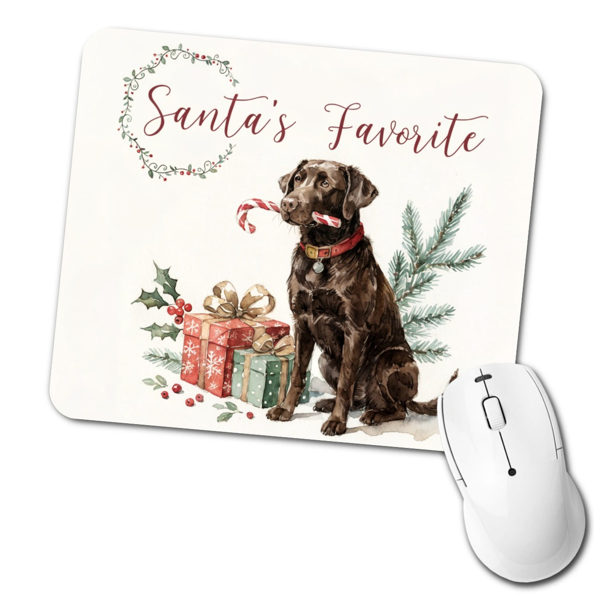 Labrador Retriever Dog Christmas Santa's Favorite Low Profile Mouse Pad Mat
