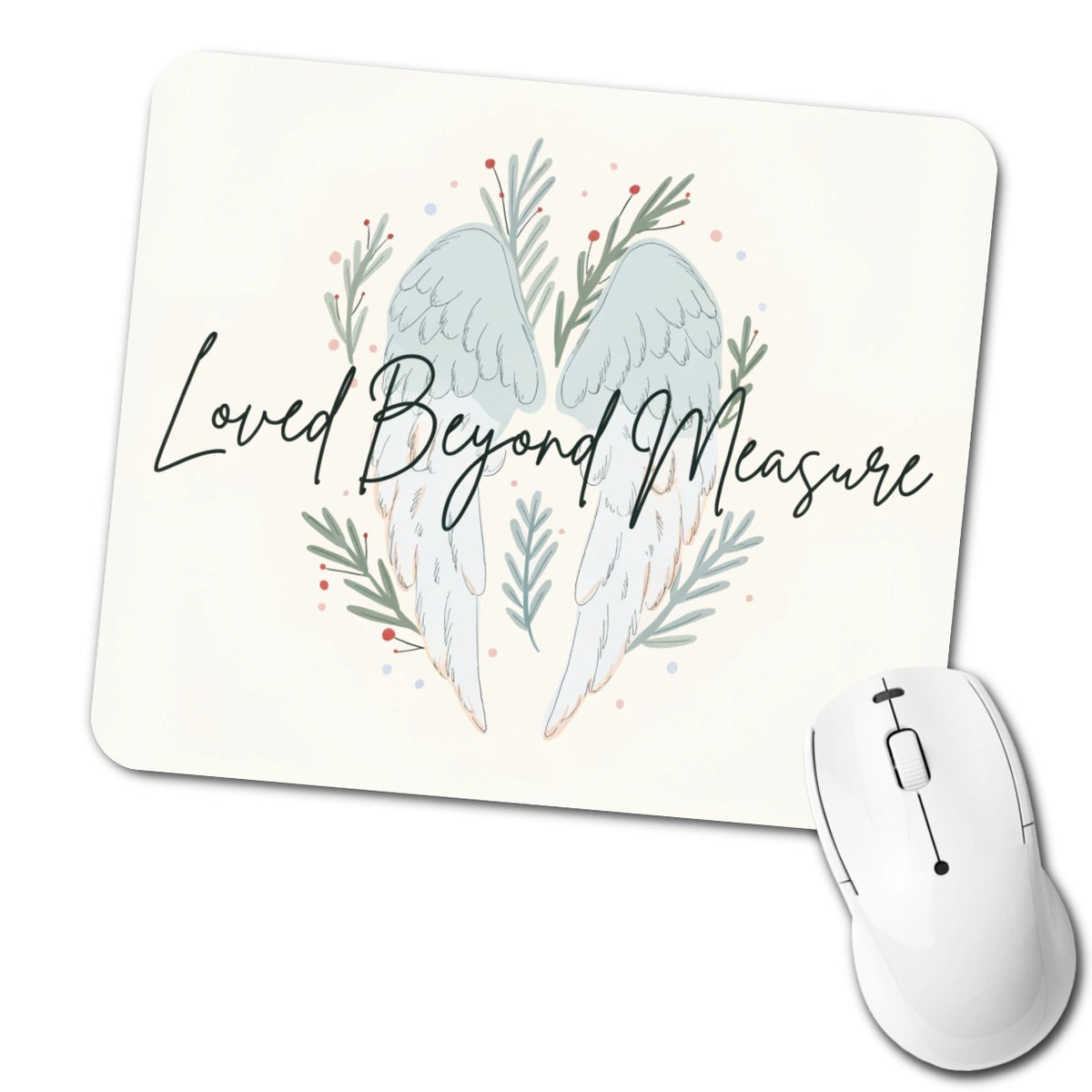 Loved Beyond Measure Christmas Angel Wings Low Profile Mouse Pad Mat