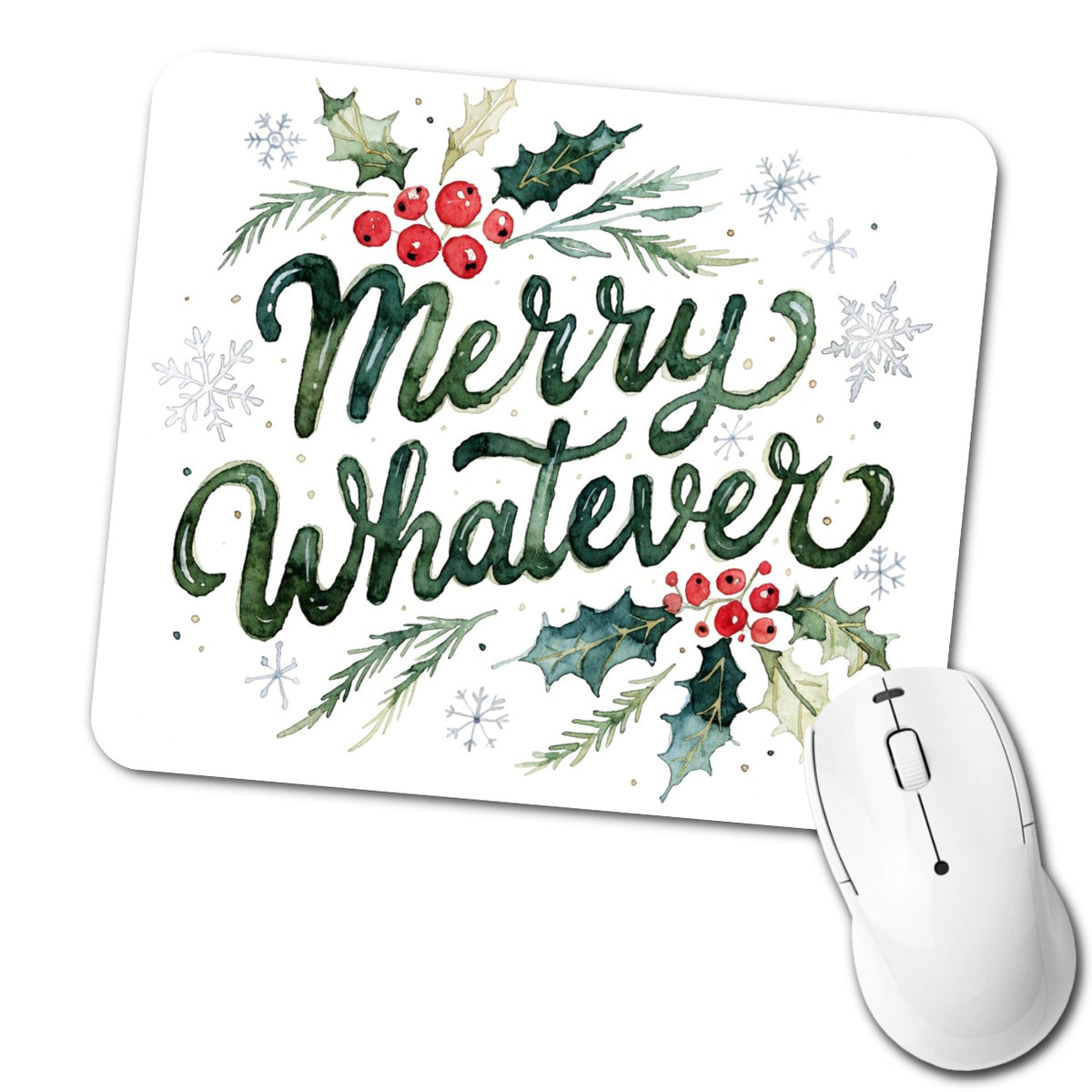 Merry Whatever Christmas Funny Green Low Profile Mouse Pad Mat