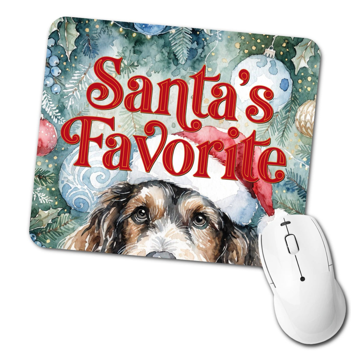 Mixed Breed Dog Christmas Santa's Favorite Low Profile Mouse Pad Mat
