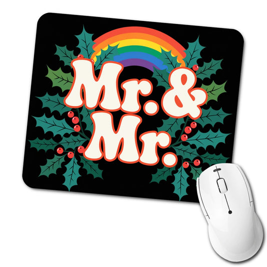 Mr and Mr Pride Gay Rainbow Christmas Bold Low Profile Mouse Pad Mat