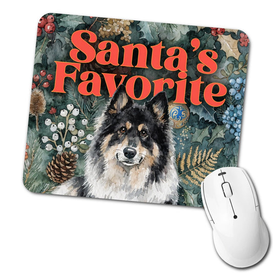 Norwegian Elkhound Dog Christmas Santa's Favorite Low Profile Mouse Pad Mat