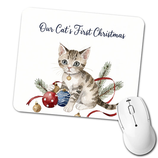 Our Cat's First Christmas Cute Low Profile Mouse Pad Mat