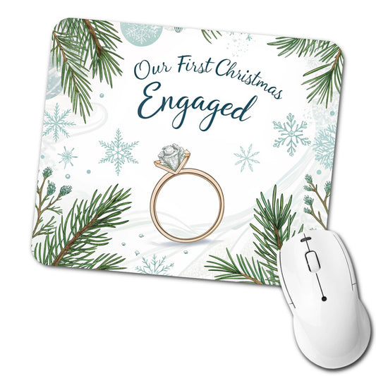 Our First Christmas Engaged Wedding Low Profile Mouse Pad Mat