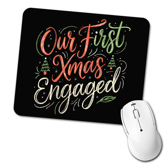 Our First Christmas Xmas Engaged Stylish Low Profile Mouse Pad Mat