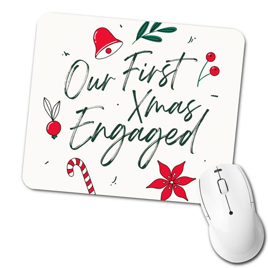 Our First Christmas Xmas Engaged Low Profile Mouse Pad Mat