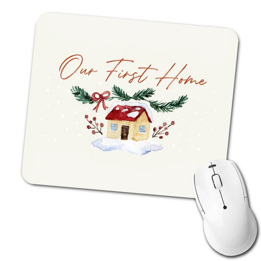 Our First Home House Christmas Sweet Low Profile Mouse Pad Mat