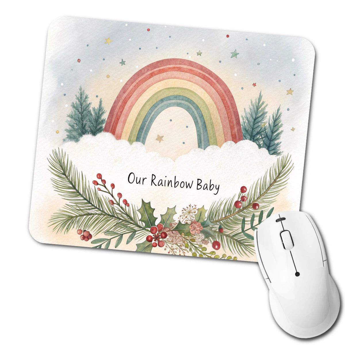 Our Rainbow Baby Christmas Elegant Low Profile Mouse Pad Mat