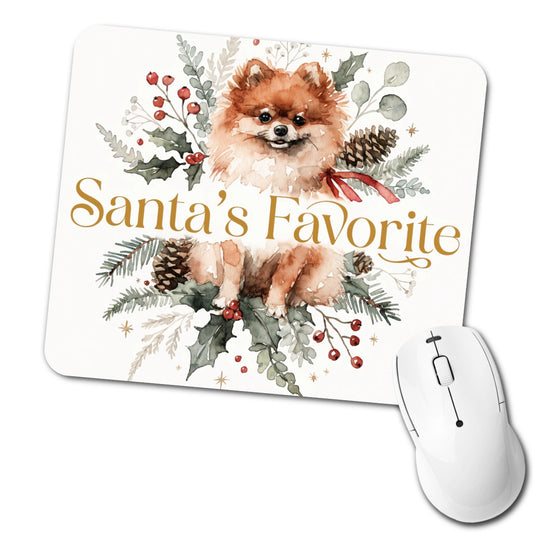 Pomeranian Dog Christmas Santa's Favorite Low Profile Mouse Pad Mat