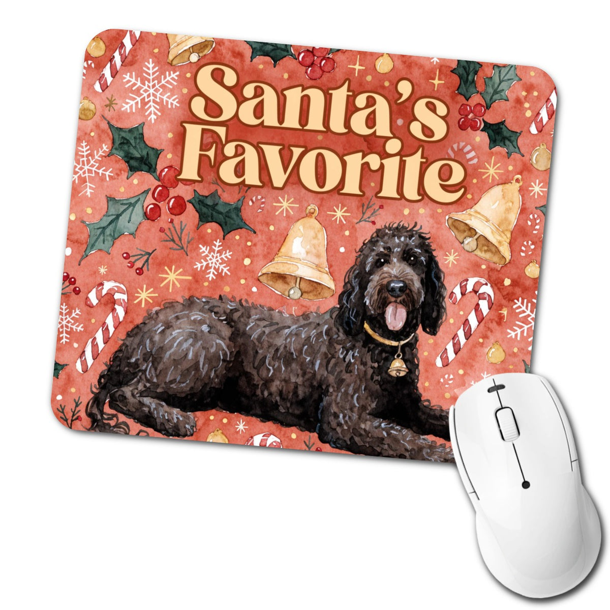 Portuguese Water Dog Christmas Santa's Favorite Low Profile Mouse Pad Mat