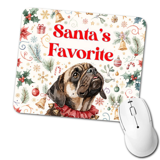 Puggle Dog Christmas Santa's Favorite Low Profile Mouse Pad Mat
