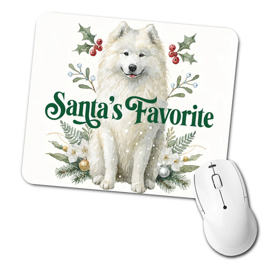 Samoyed Dog Christmas Santa's Favorite Low Profile Mouse Pad Mat