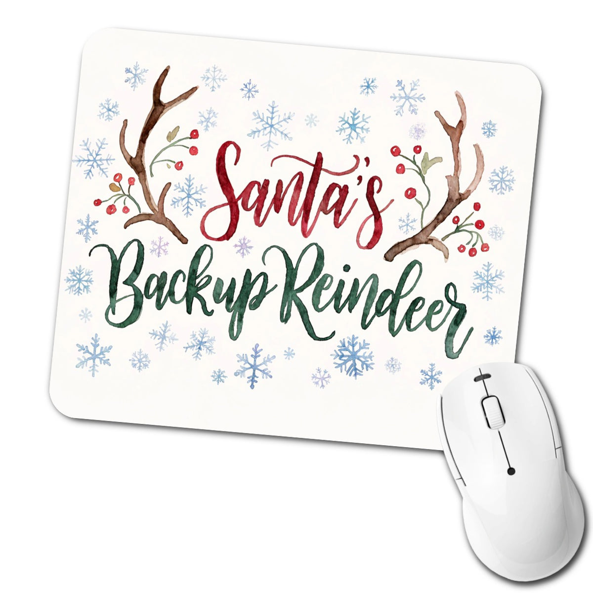 Santa's Backup Reindeer Christmas Funny Low Profile Mouse Pad Mat
